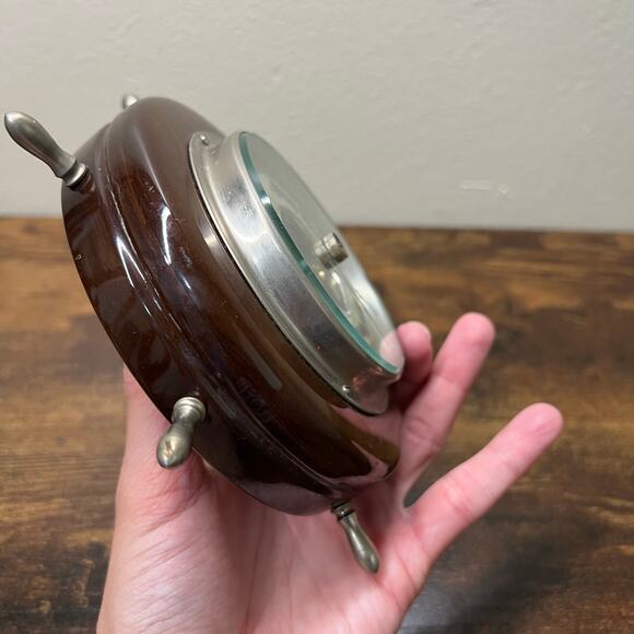Vintage Stellar Barometer Mid Century Western Germany Helm Ship Wheel Nautical - Picture 7 of 8